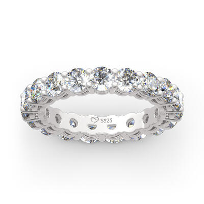 Jeulia Round Cut Eternity Sterling Silver Women's Band