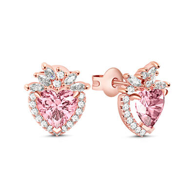 Jeulia Halo Heart Cut Earrings