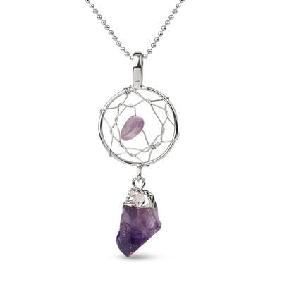 Jeulia "Ruhige Zärtlichkeit" Traumfänger Unregelmäßig Natürlichen Amethyst Halskette