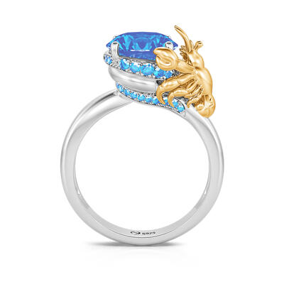 Jeulia Hug Me "Hermit Crab" Round Cut Sterling Silver Ring