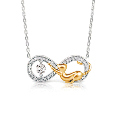 Jeulia Infinity Custom Birthstone Cat Necklace