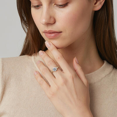 "Always in My Tomorrow" Round Cut Cluster Side Stone Engagement Ring