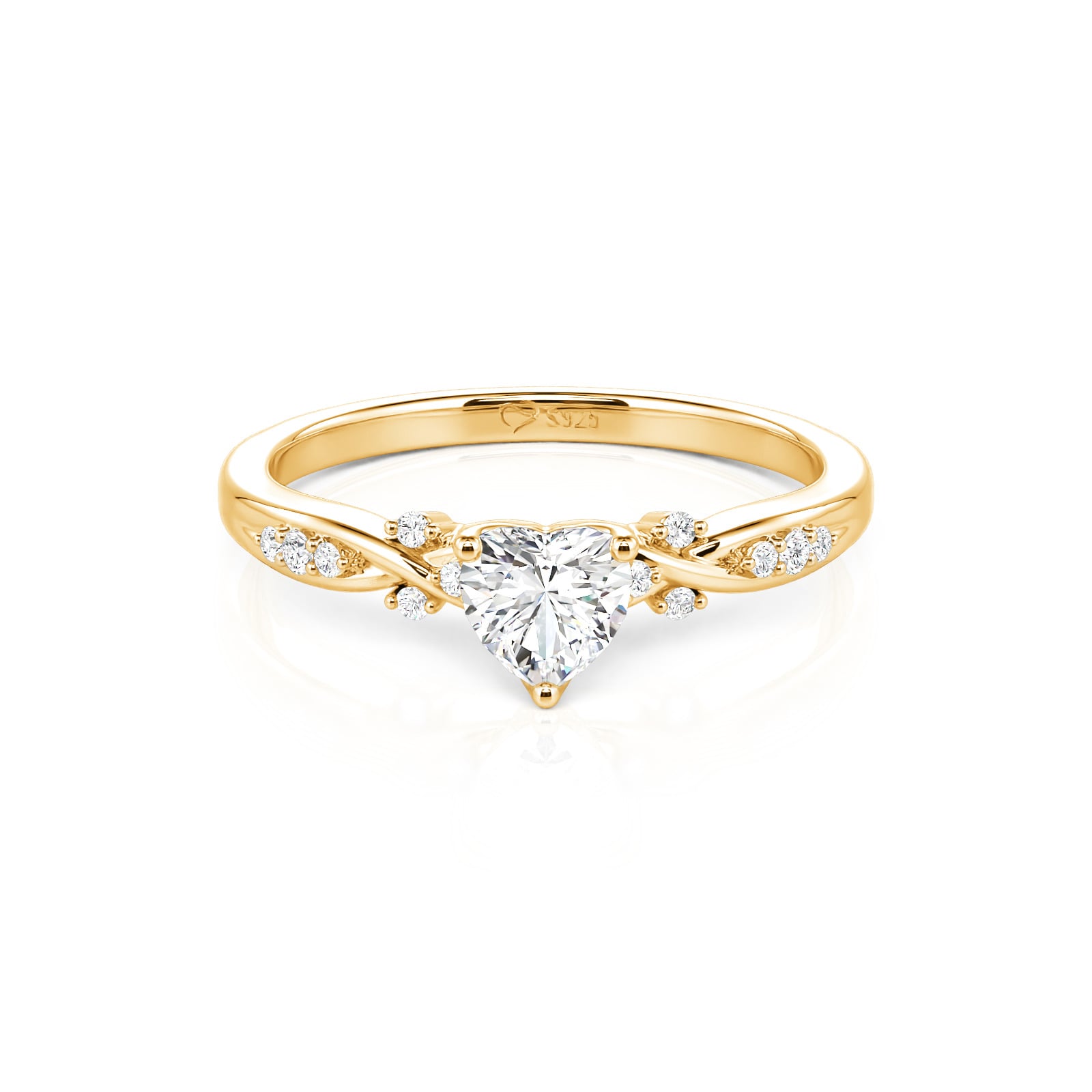 Jeulia Twist Infinity Heart Engagement Ring with Side Stone