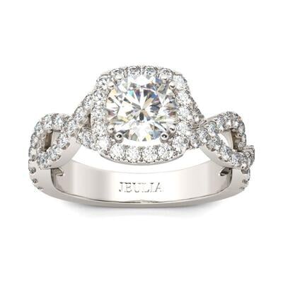 Jeulia Twist Round Cut Sterling Silver Ring