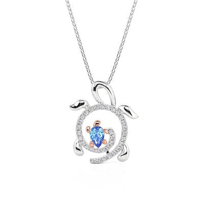 Jeulia Two Tone Parent Turtle Necklace with Birthstone