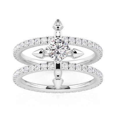 Jeulia Custom Double Row Floating Round Cut Birthstone Ring