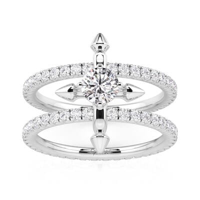 Jeulia Custom Double Row Floating Round Cut Birthstone Ring