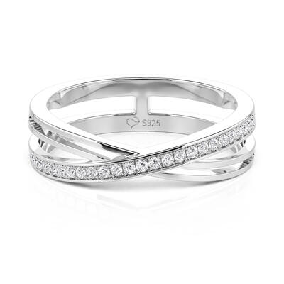 Jeulia Twist Half Eternity Crossover Ring for Women