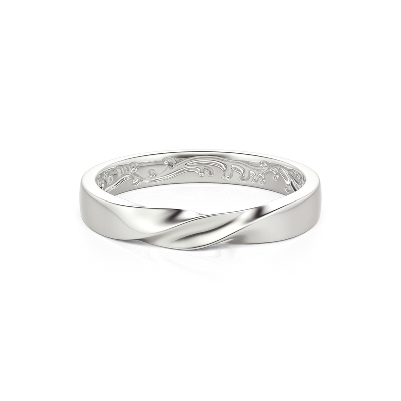 Jeulia Twisted Engraved Vine Silver Wedding Band for Men