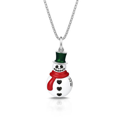 Jeulia "Frosty Snowman" Skull Design Sterling Silver Necklace