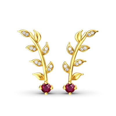 Jeulia Golden Leaves Earring Climber
