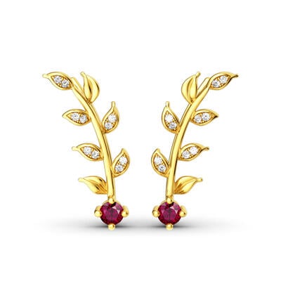 Jeulia Golden Leaves Earring Climber