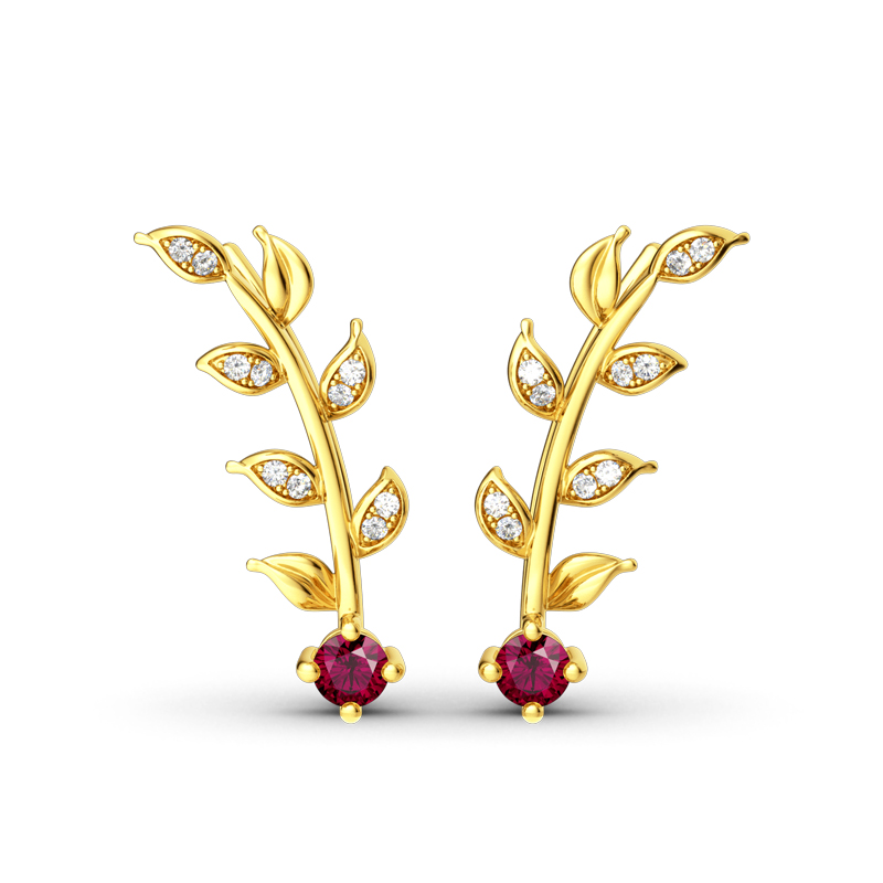 Jeulia Boucle d'Oreille Grimpeur Feuilles Ors
