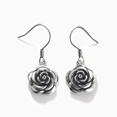 Jeulia "Blooming Rose" Flower Sterling Silver Earrings