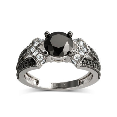 Jeulia Split shank Round Cut Sterling Silver Ring