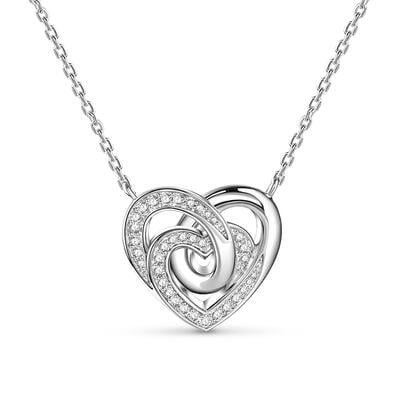 Jeulia Heart-Shaped Intertwined Design Sterling Silver Necklace