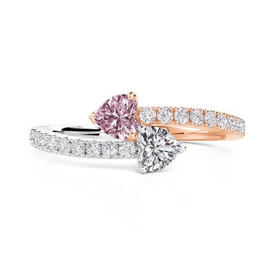 Jeulia Custom Two Tone Heart Promise Ring With Birthstone