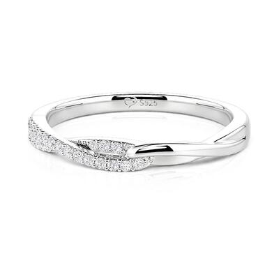 Jeulia Knoten Twist Pavé Damen Ehering aus Sterling Silber