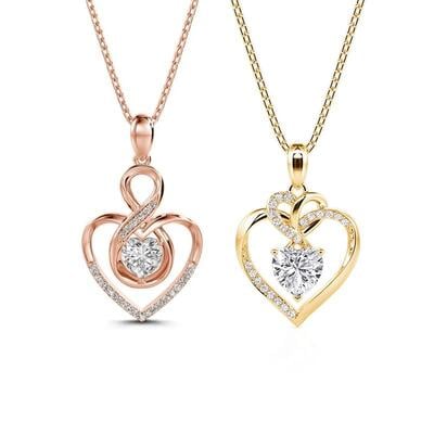 Jeulia Custom Heart Mother and Daughter Necklace Set