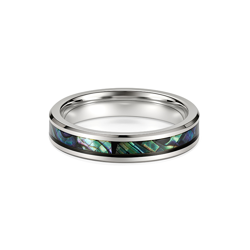 Jeulia Bague Tungstène avec Incrustation de Style Nacre d'Ormeau pour Femme