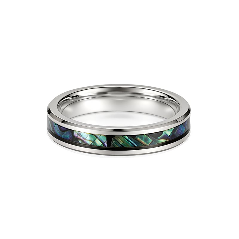 Jeulia Bague Tungstène avec Incrustation de Style Nacre d'Ormeau pour Femme