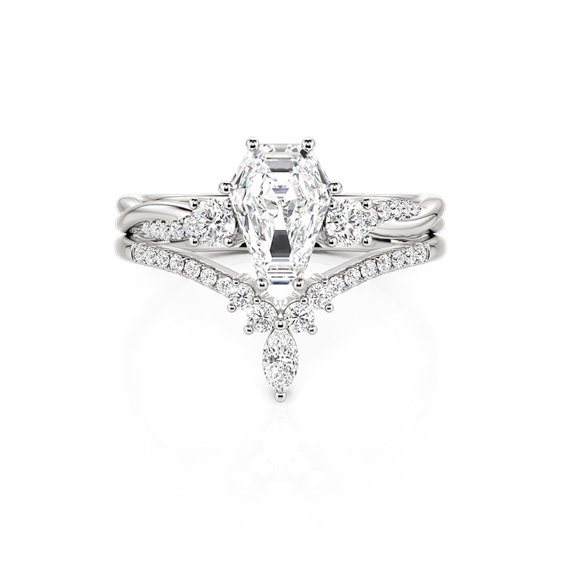 Jeulia Gothic Coffin Cut Twisted Bridal Ring Set 2PCS