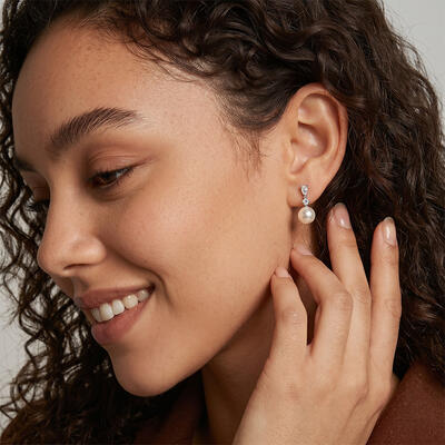 "Dreams Afloat" 9.5-10mm Freshwater Pearl Drop Earrings