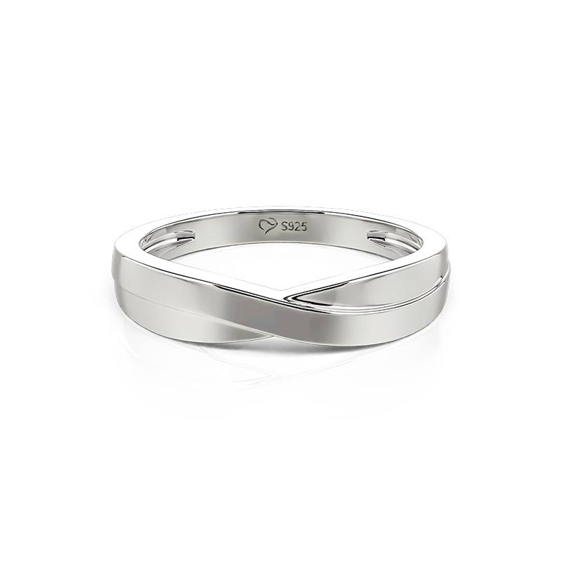 Jeulia Stylish Crossover Sterling Silver Men's Band