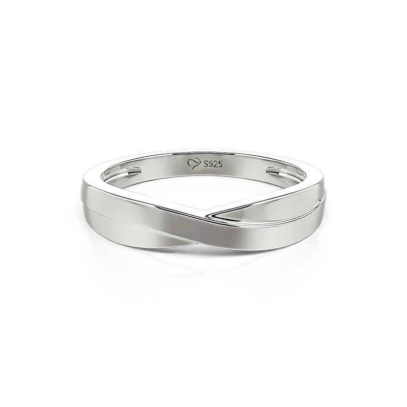 Jeulia Stylish Crossover Sterling Silver Men's Band