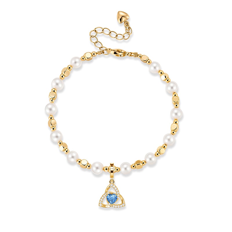 Jeulia Energy Magic Trinity Knot Birthstone Pearl Bracelet