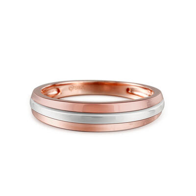 Jeulia Two Tone Sterling Silver Men's Band