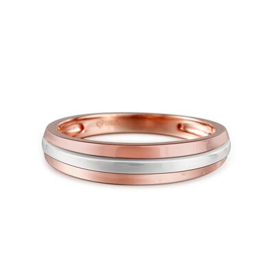 Jeulia Two Tone Sterling Silver Men's Band