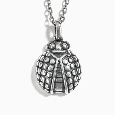 Jeulia Collar hermoso con forma de mariquita de plata de ley