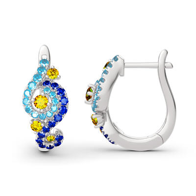 Jeulia Pendientes de plata de ley de corte redondo con diseño de cielo estrellado