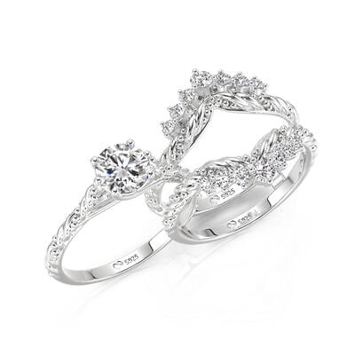 Jeulia Vintage Round Cut Twist Ring Set 2pcs