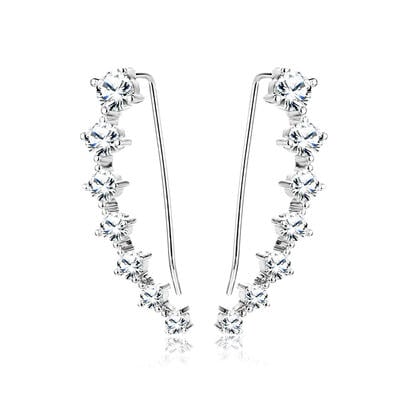 Jeulia Simple Classic Sterling Silver Earrings Climbers