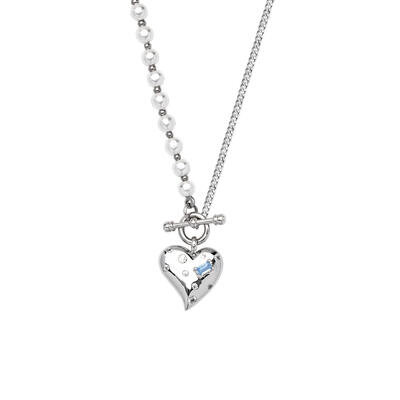 Jeulia "Jelly Heart" Pearl Chain Sterling Silver Necklace