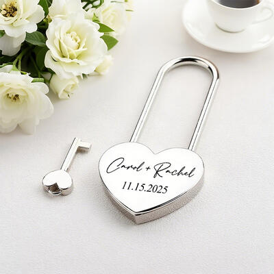 日付け イニシャル ハート形 南京錠 ミニ鍵付き ハートロック