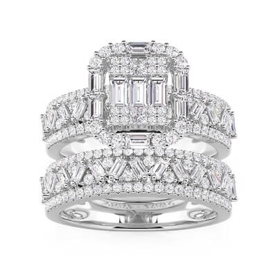 Jeulia Olivetta Square Halo Engagement Ring Set