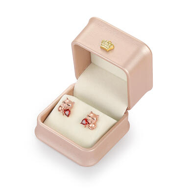 Jeulia Rounded Square Pink Earring Small Jewelry Box