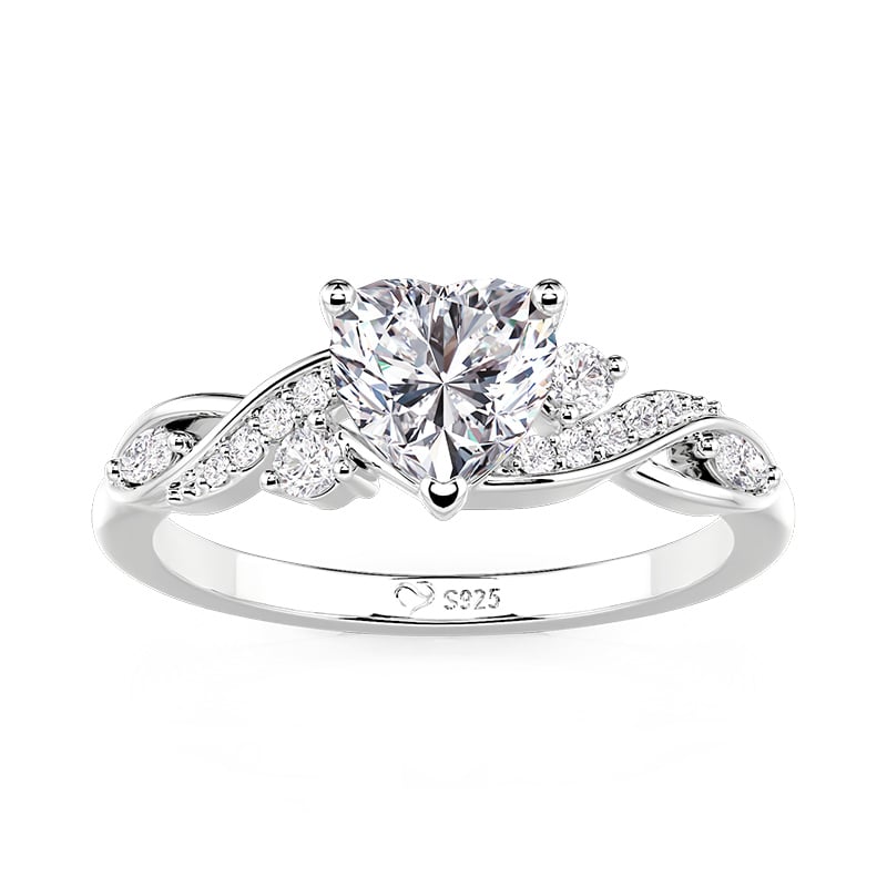 Jeulia Infinity Twisted Three-Stone Heart Cut Engagement Ring