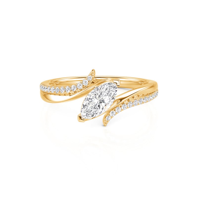 Jeulia Parallel Meet Bypass Marquise Cut Engagement Ring