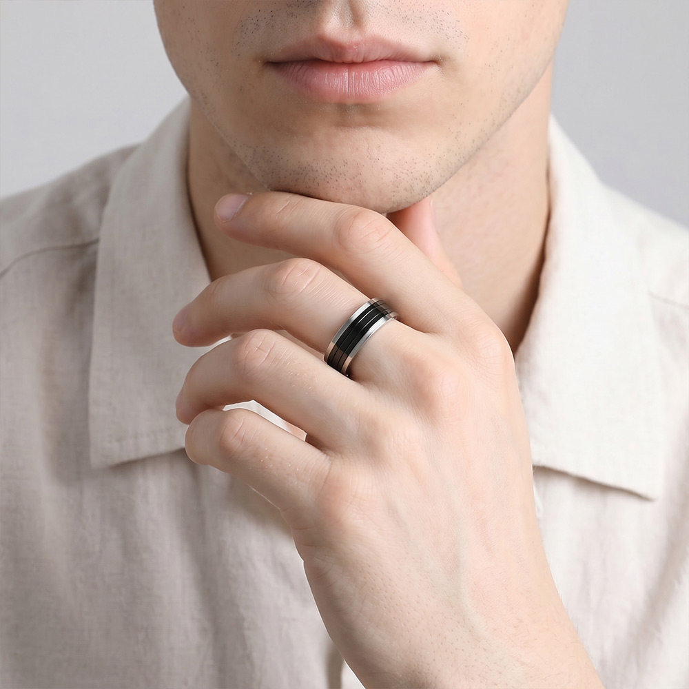 "Eternal Horizon" 8mm Tungsten Carbide Men's Wedding Ring