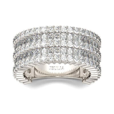 Jeulia Wide Radiant Cut Sterling Silver Women's Band