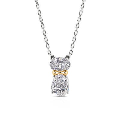 Jeulia Bowknot Two Stone Custom Cat Necklace with Birthstone