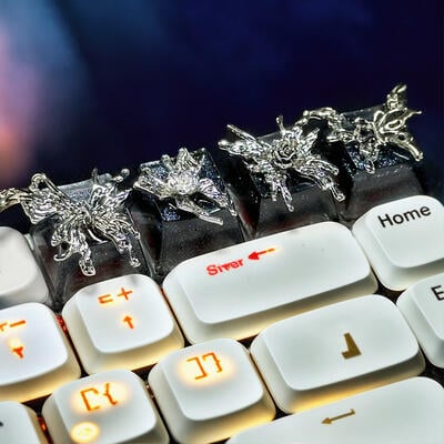 Reslol Eco-Friendly Metal-Inspired Butterfly Design Resin Keycap