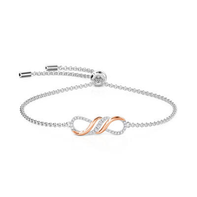 Jeulia Amore Two Tone Infinity Bracelet Adjustable