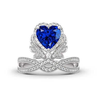 Jeulia "Forever By My Side" Angel Wing Heart Cut Sterling Silver Ring