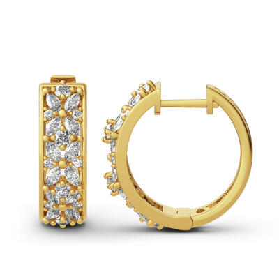 Jeulia Aretes de Aro de Plata Esterlina Con Diseño Floral