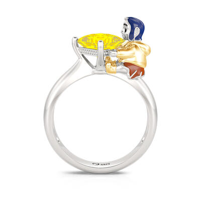 Jeulia Hug Me "Adventurous Girl" Princess Cut Sterling Silver Ring